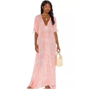 Tiare Hawaii Pink Paroa Bay Tie Dye Split Maxi Dress Size Small
